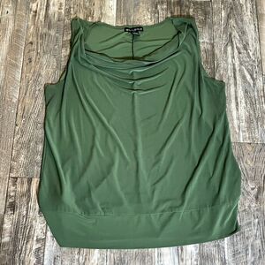 Suzie in the City‎ Olive Green Sleeveless Cowl Neck Blouse Tank Top 2X